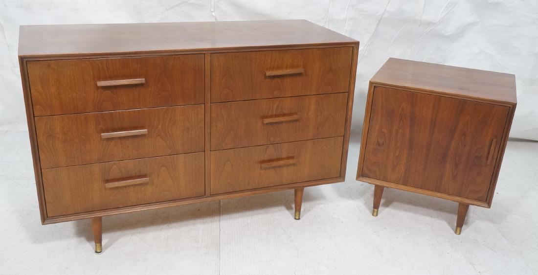 2pc FURNETTE Walnut Night Stand and Dresser. Wood (1 of 17)