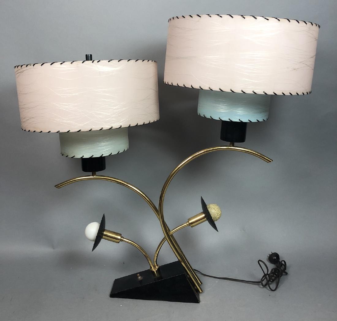 50s Modern Brass Table Lamp. Pastel vellum shades (1 of 8)