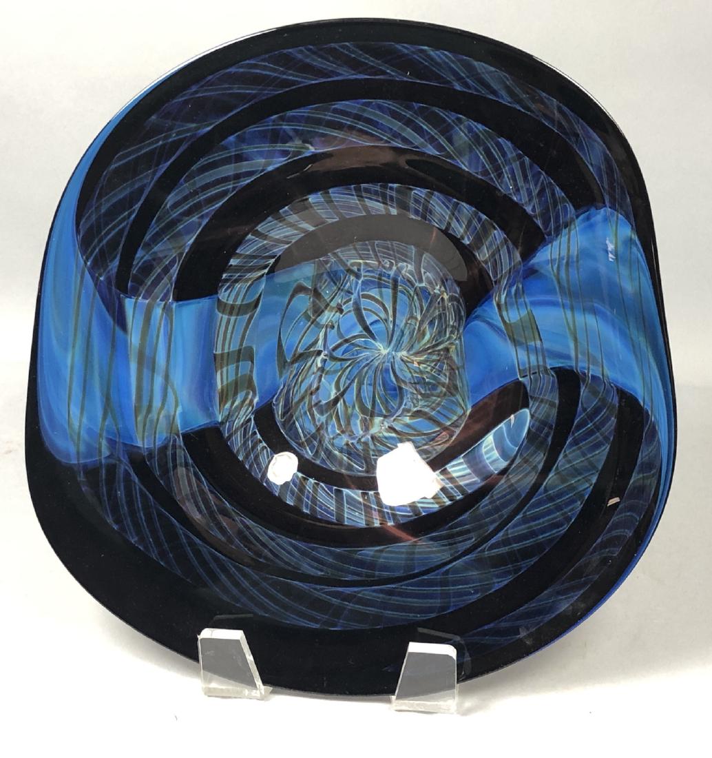 Signed Art Glass Charger Plate. Freeform Henry Summa