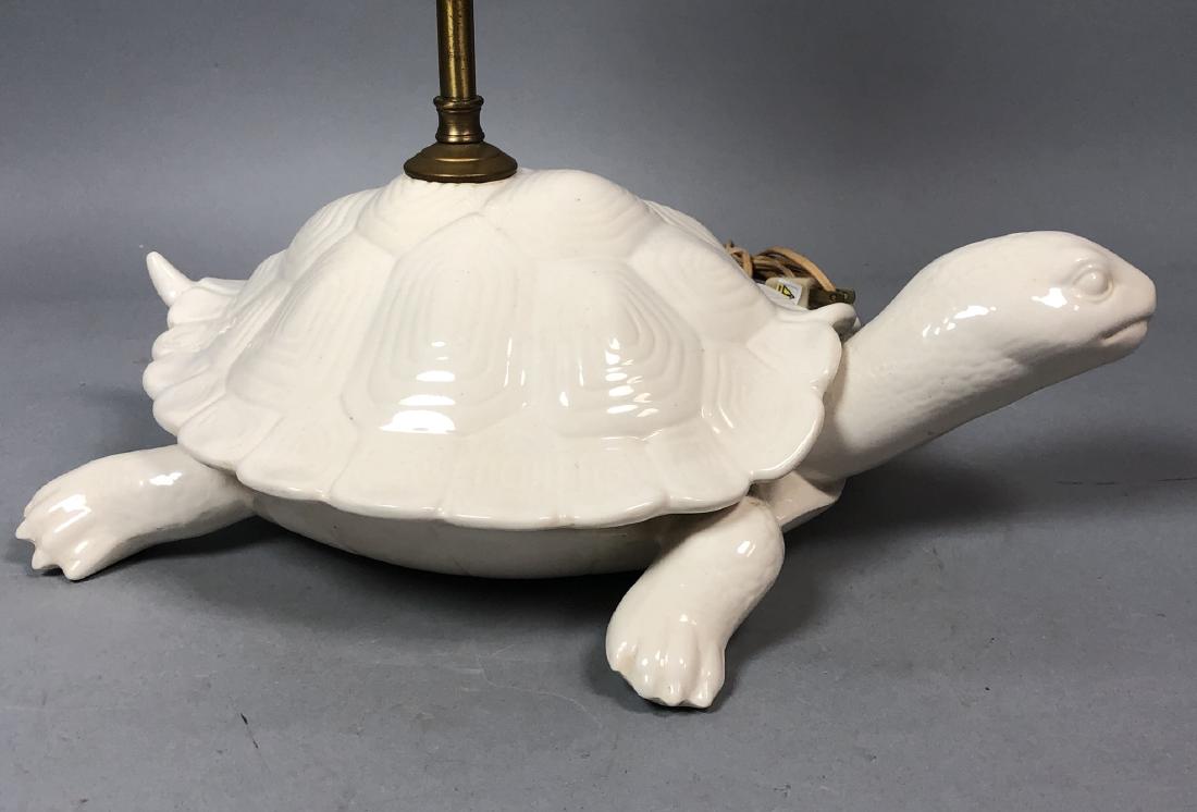Ceramic Turtle Table Lamp. Signed MC 73. White ce (1 of 6)