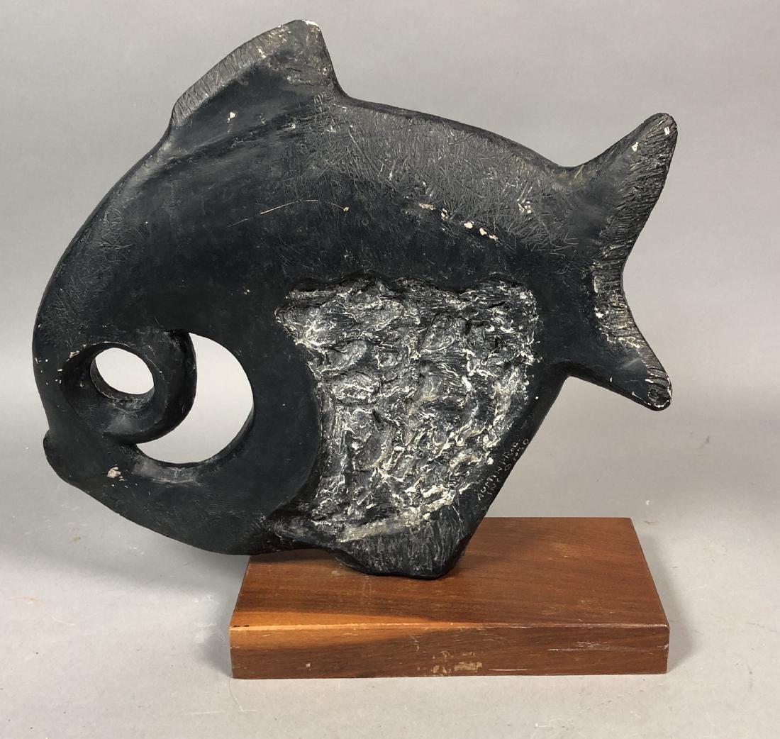 AUSTIN PROD. Brutalist Fish Sculpture. Plaster fo (1 of 6)
