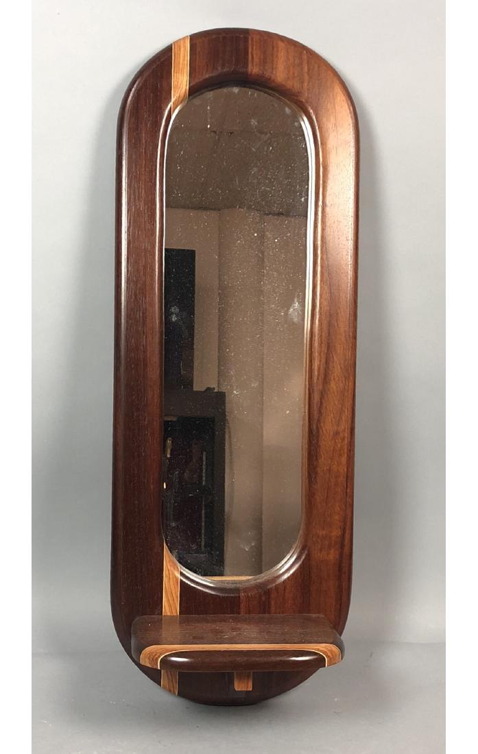 Artist Signed Laminated Wood Wall Mirror Shelf. V (1 of 6)