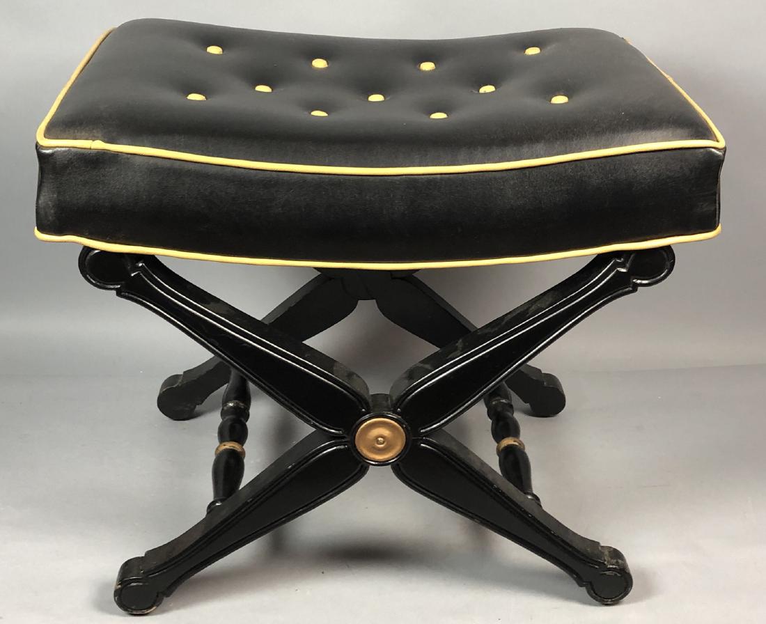 Decorator Ebonized X Base Foot Stool Bench. Moder (1 of 7)