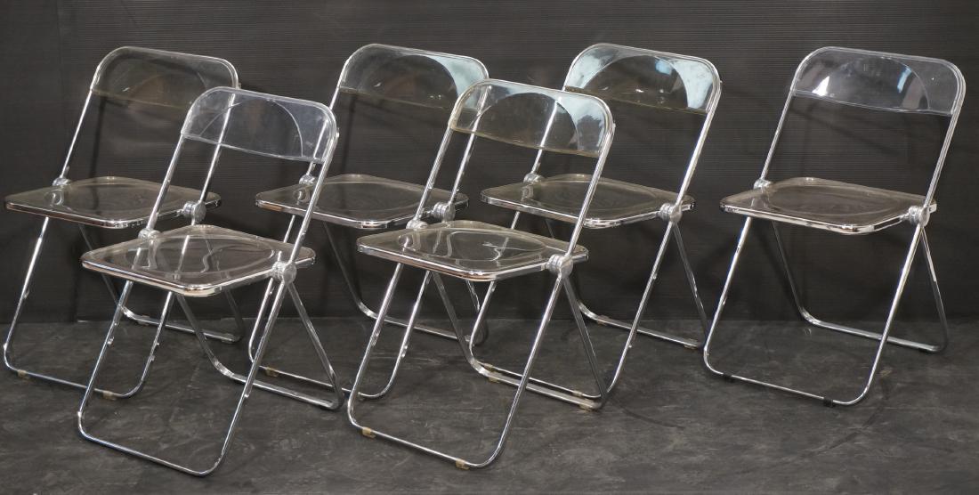 Set 6 Italian PIA Lucite Folding Chairs. Set of c (1 of 12)