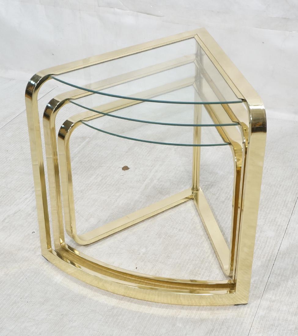 Set 3 DIA Glass Brass Swivel Nesting Tables. 3 tr (1 of 8)