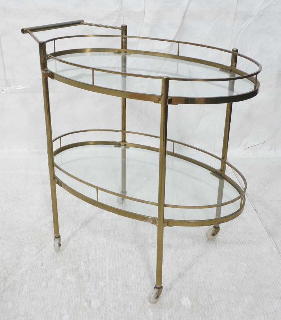 Italian Modern Bi Level Brass & Glass Oval Tea Ba (1 of 11)