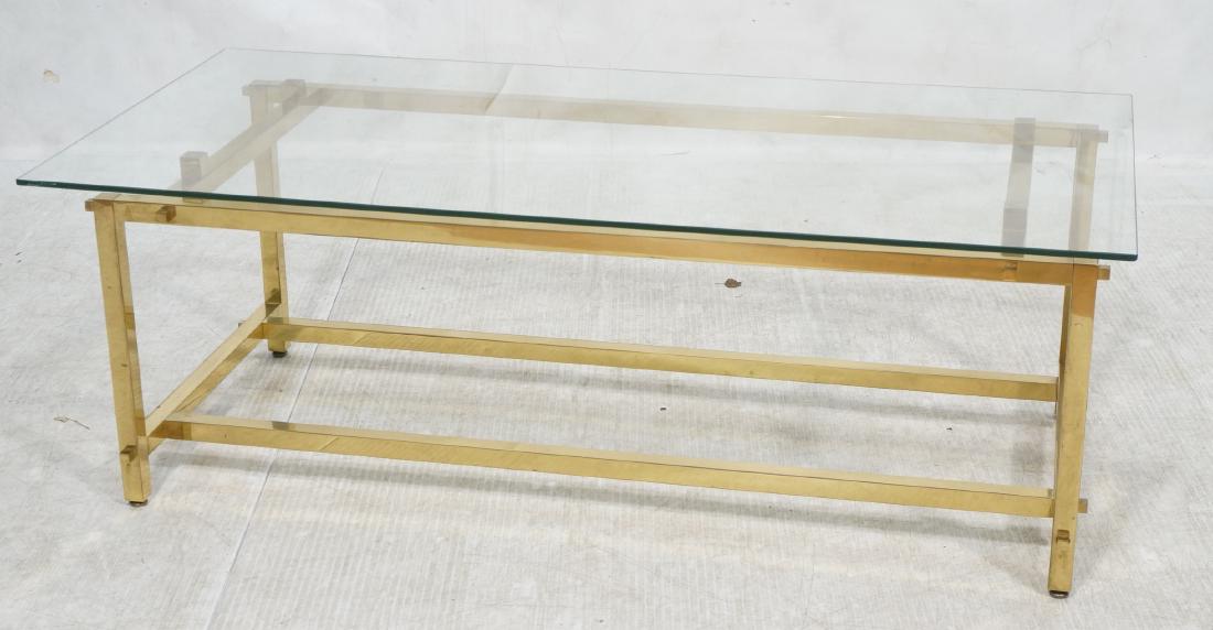 Large Glass & Brass Modernist Coffee Table. Glass (1 of 9)