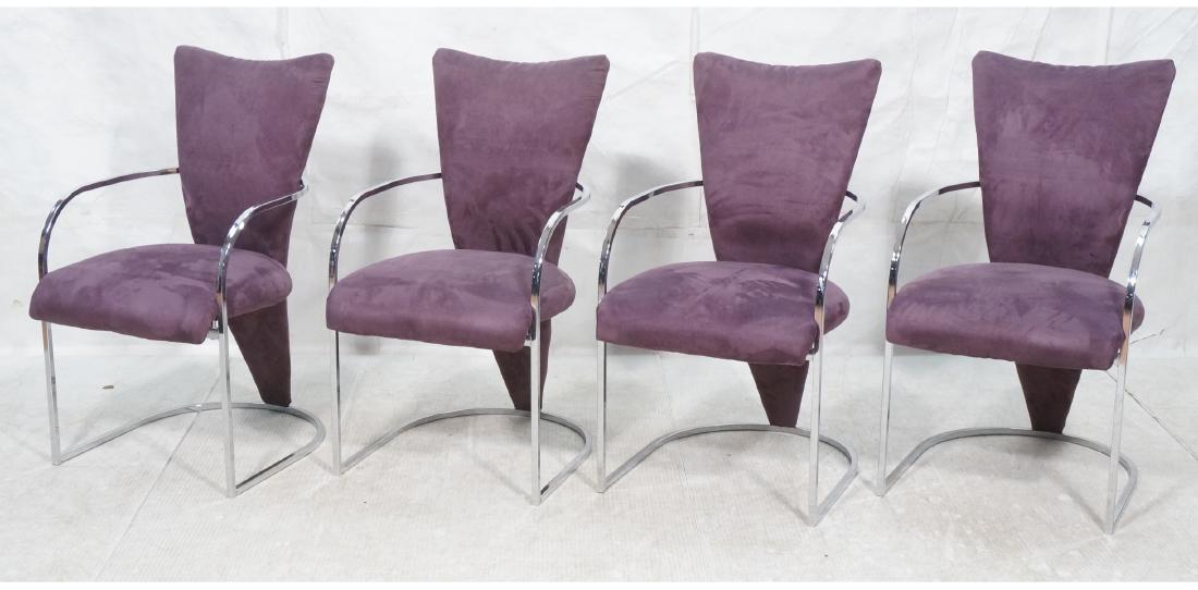 Set 4 DIA Chrome Frame Purple Dining Chairs Curve (1 of 10)