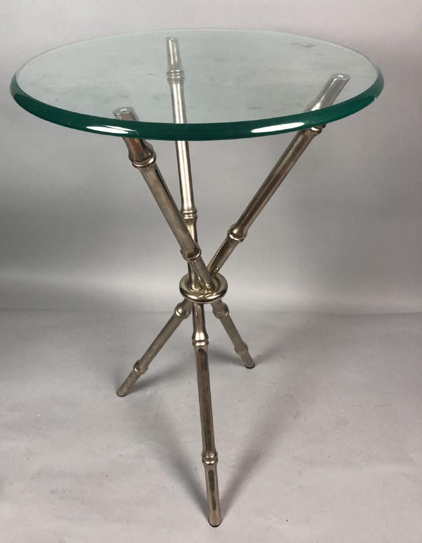 Decorator Faux Bamboo Chrome Base Side Table. Rou (1 of 5)
