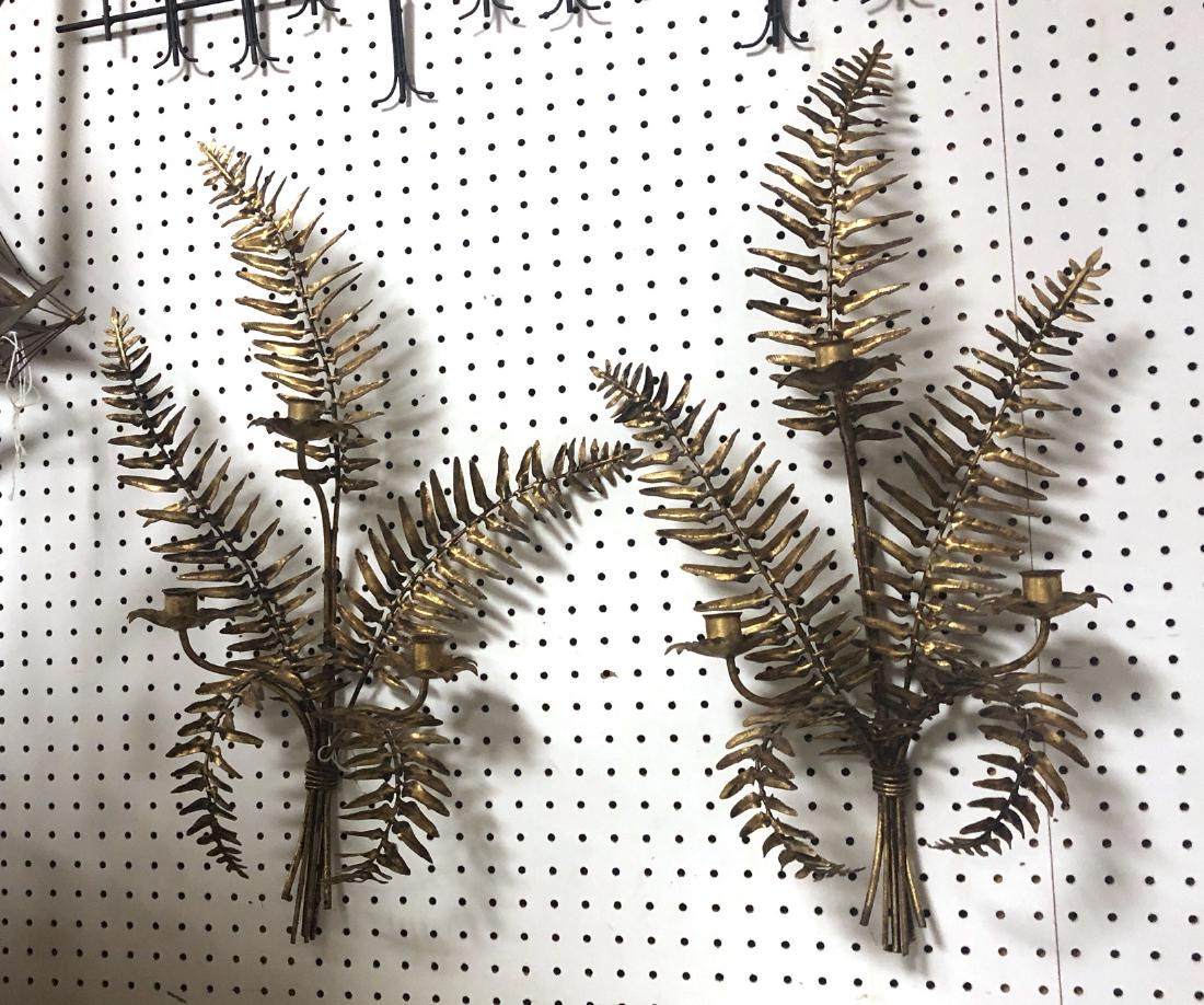 Pr Gilt Metal Fern Design Wall Candle Sconces. Italian (1 of 7)