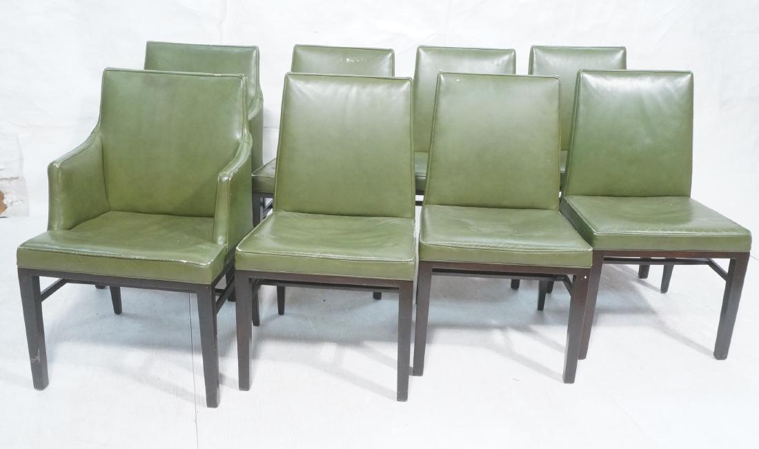 8 DUNBAR Green Leather & Ebonized Dining Chairs. (1 of 13)