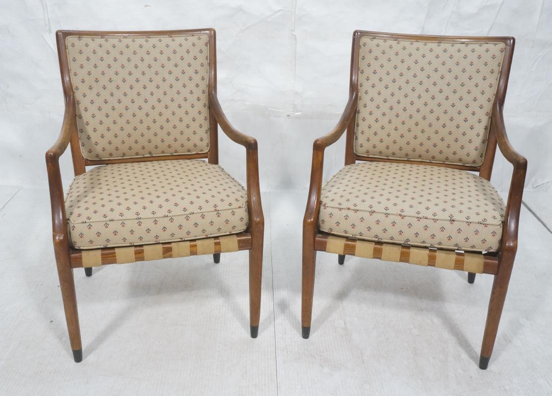Pr Modernist Oak Open Arm Dining Chairs. Bowed ba (1 of 12)