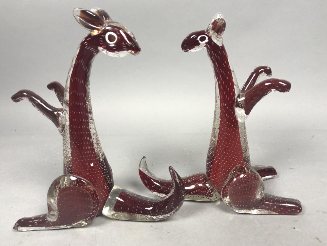 Pr Art Glass Figural Kangaroos. urano Glass. Case (1 of 5)