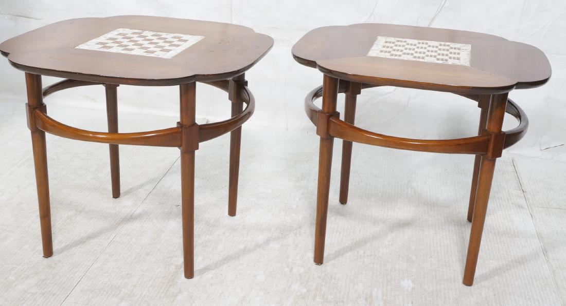 Pr American Modern Cloverleaf Walnut Tables. Side (1 of 10)