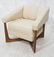 Modernist Open Cube Form Walnut Lounge Chair. Scu