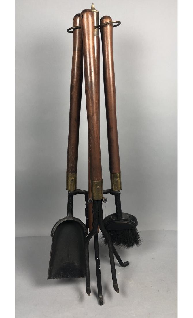Modernist Wood Handled Fireplace Tools. 3 tools o (1 of 8)