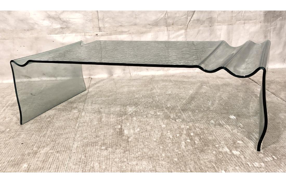 Modernist Slumped Glass Cocktail Coffee Table. Te (1 of 6)