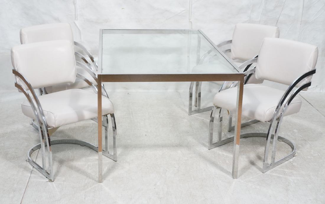 5pc Modernist Chrome & Glass Dining Room Set. Chr (1 of 11)