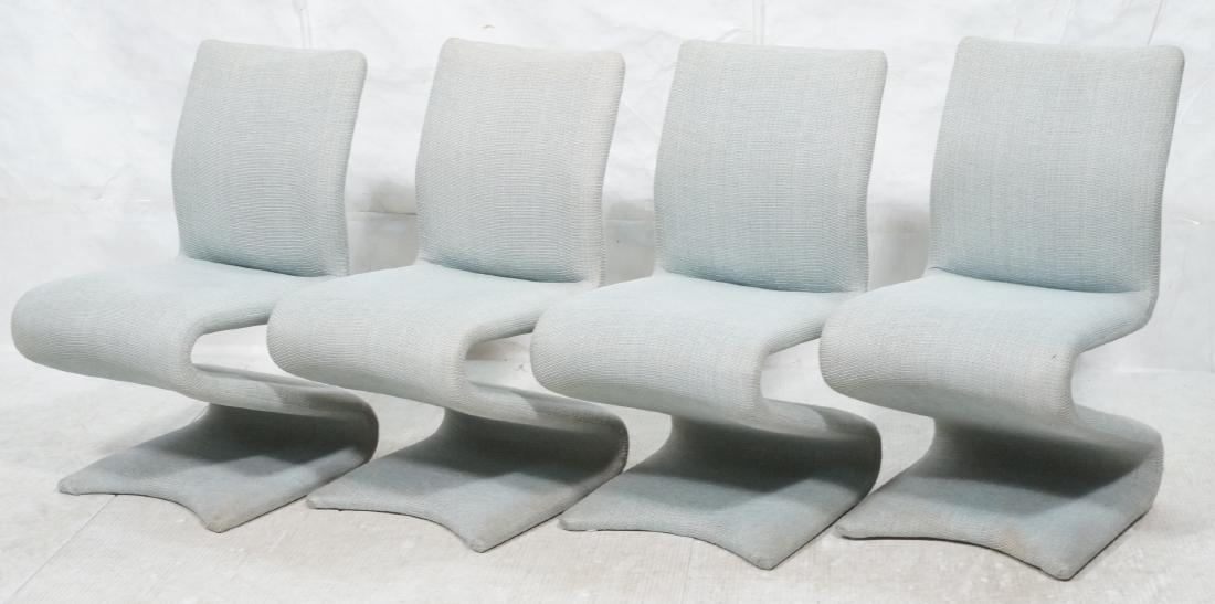 4 Modernist Blue Upholstered Z Chairs. Panton Sty (1 of 10)