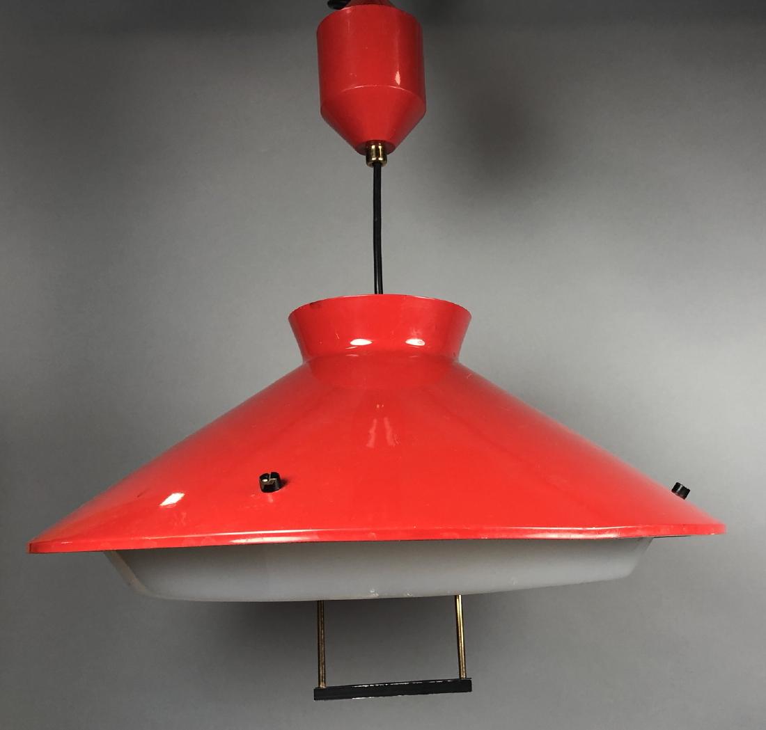 STILNOVO Red Enamel Metal Chandelier. Flared cone (1 of 7)