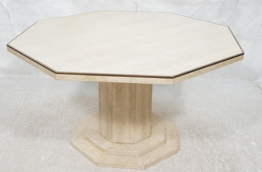 Octagonal Travertine Modernist Dining Table. Thic (1 of 11)