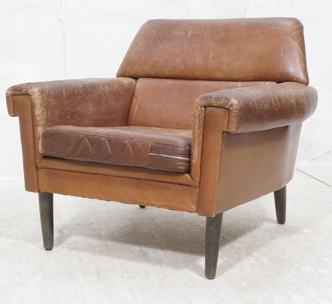 Vintage Brown Leather Club Chair. Danish Modern. (1 of 8)