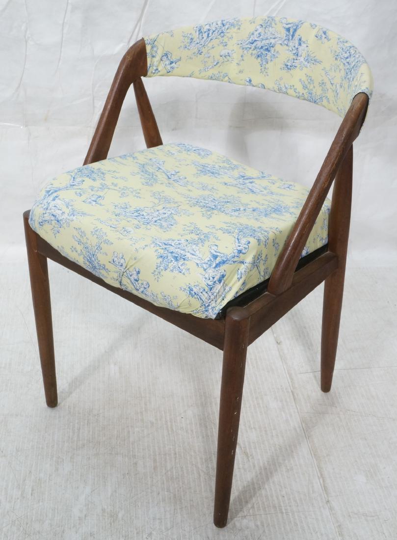 RAYMOR Danish Teak Modern Side Chair. Stylish bow: RAYMOR Danish Teak Modern Side Chair. Stylish bowed back on angled arms. Elegant tapered legs. Neutral toile fabric. Raymor metal tag.-- Dimensions: H: 29.5 inches: W: 19 inches: D: 19 inches ---