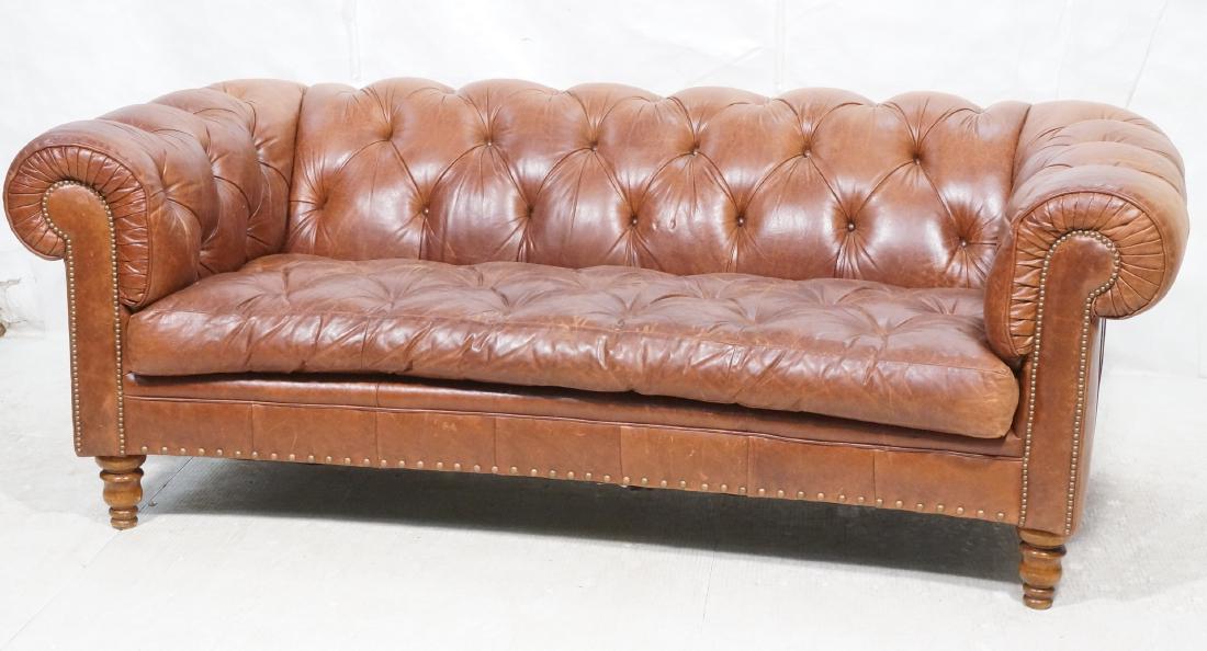 CENTURY Brown Leather Chesterfield Oversized Sofa (1 of 13)
