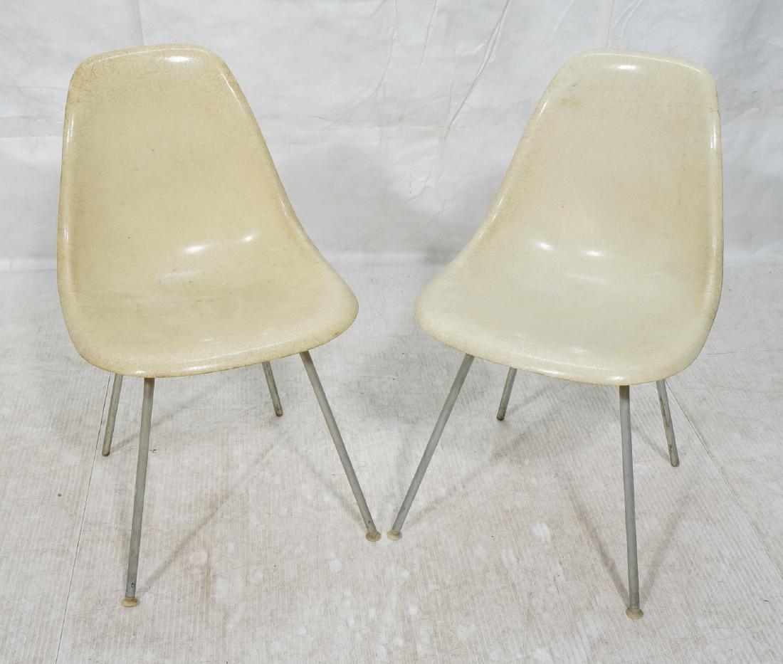 Pr HERMAN MILLER Off White Fiberglass Shell Chair (1 of 14)