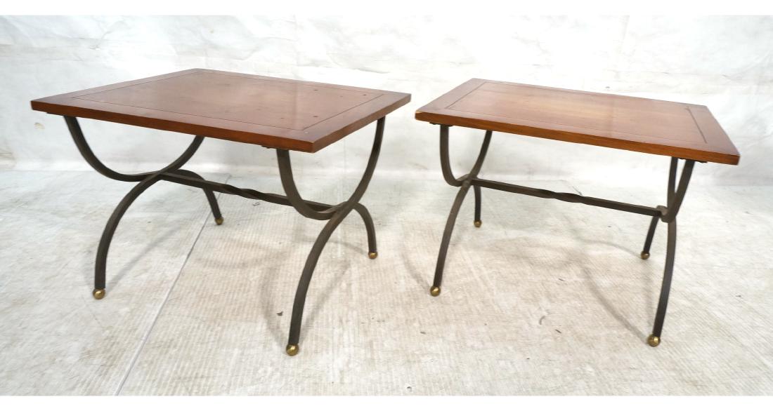 Pr Decorator Modernist Side End Tables. Banded tr (1 of 8)