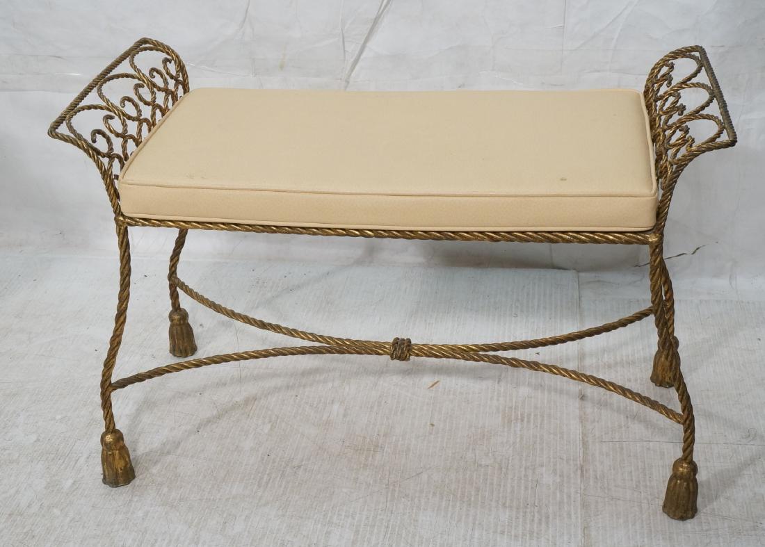 Italian Gilt Metal Bench Rope Trim & Tassel Feet. (1 of 6)