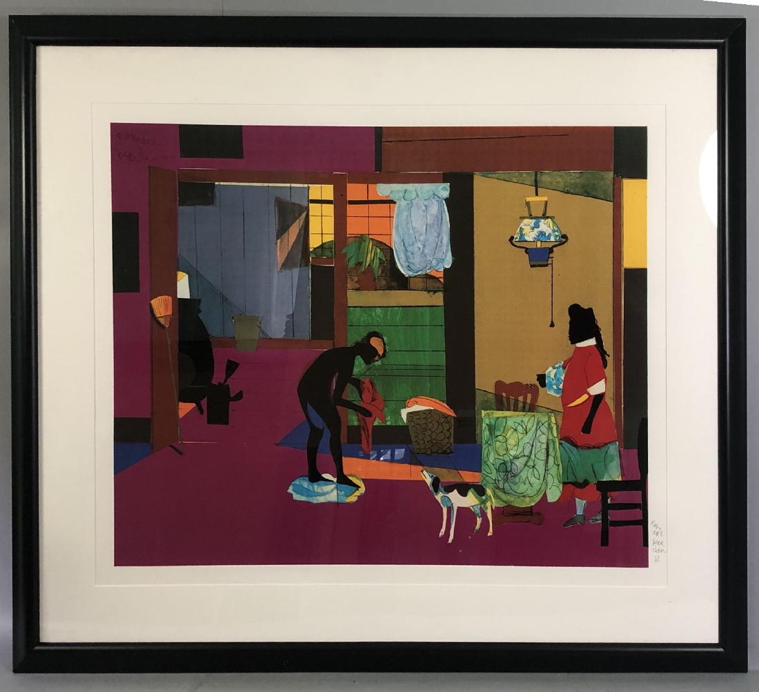 ROMARE BEARDEN (AMERICAN, 19111988) - "MECKLENBUR: ROMARE BEARDEN (AMERICAN, 19111988) - "MECKLENBURG MORNING" - PRINTED SIGNATURE and numbered 678/950 lower right - Silkscreen - Framed, matted, and glazed - 26 x 37 1/2 in. (sight) - PROVENANCE: - The