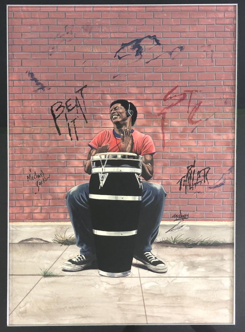 TOM MCKINNEY MAN PLAYING THE DRUM Signed lower r: TOM MCKINNEY MAN PLAYING THE DRUM Signed lower right - Gouache - Framed, matted, and glazed - 29 x 19 in. (sight) - -- Dimensions: ---