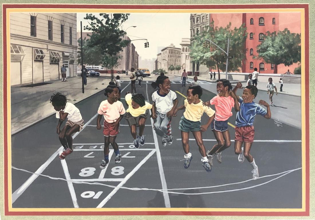 TOM MCKINNEY  1989 KIDS PLAYING IN STREET - Gouac (1 of 4)