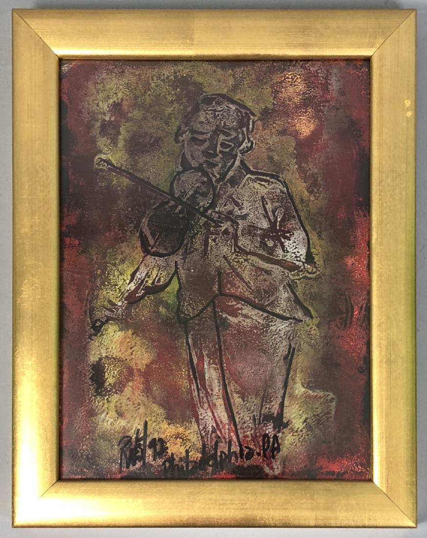 ARTIST UNKNOWN 1992 MAN WITH A VIOLIN - Signed, " (1 of 3)