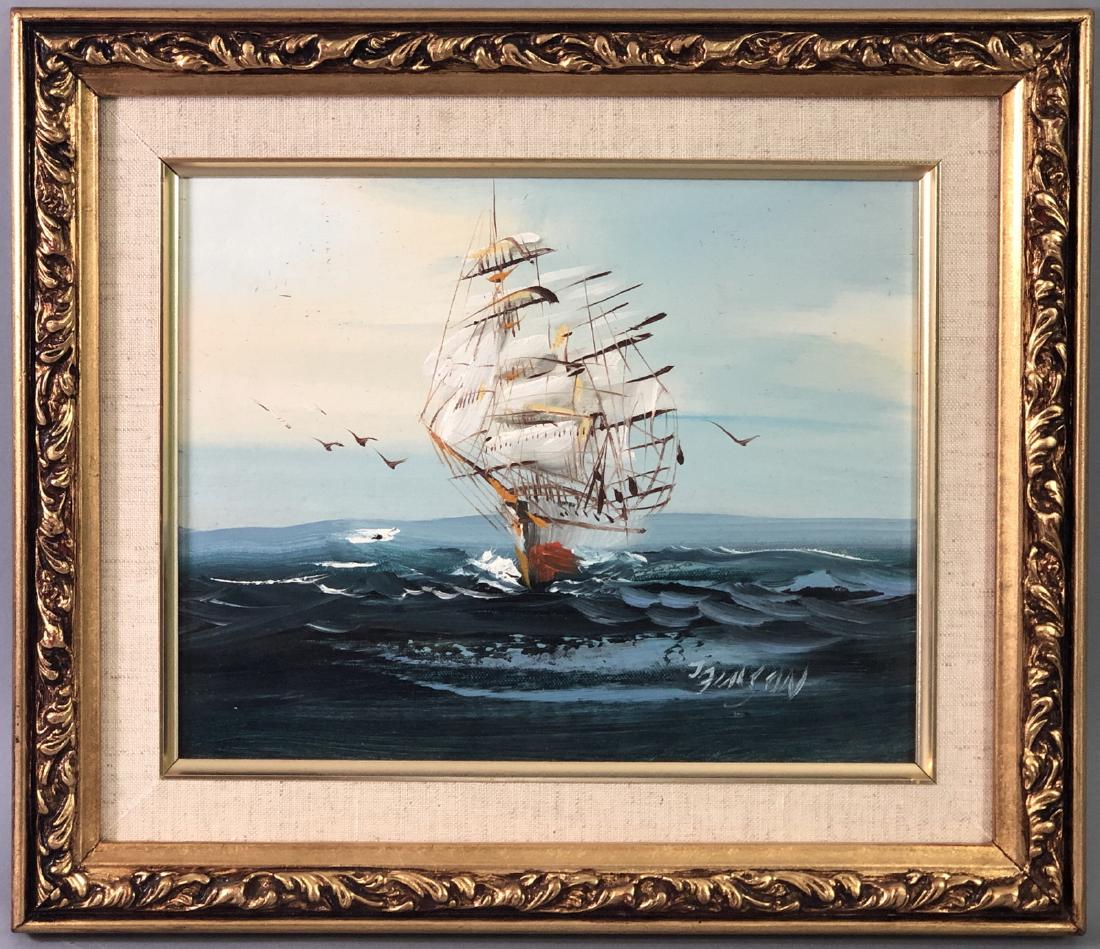 J. BUNSON - 19th-20th Century - SHIP AT SEA - Sig (1 of 6)