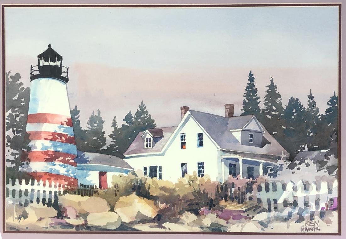 KEN HAWK  "LIGHTHOUSE" - Lighthouse with home in (1 of 4)