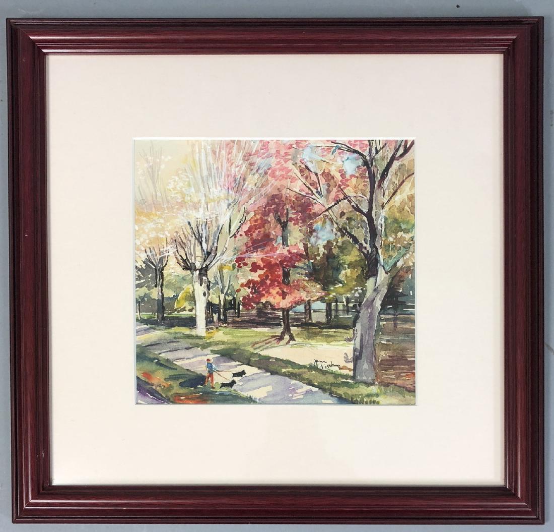 JANE FISCHER   - FALL TREE LINED STREET - Signed (1 of 3)