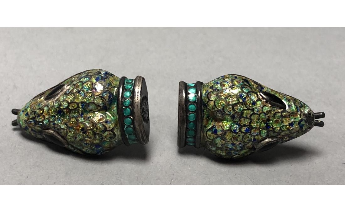 MARGOT de TAXCO Enamel Snake Cufflinks. Sterling (1 of 4)