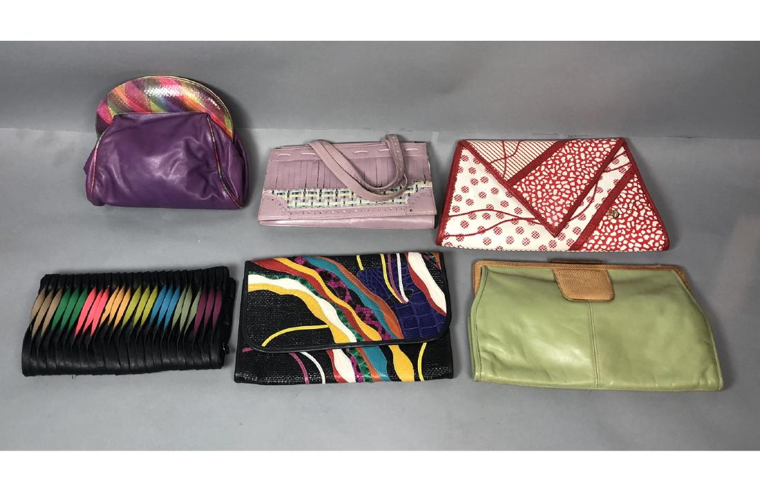 Lot 6 Colorful Leather Designer Hand Bag Clutches (1 of 8)