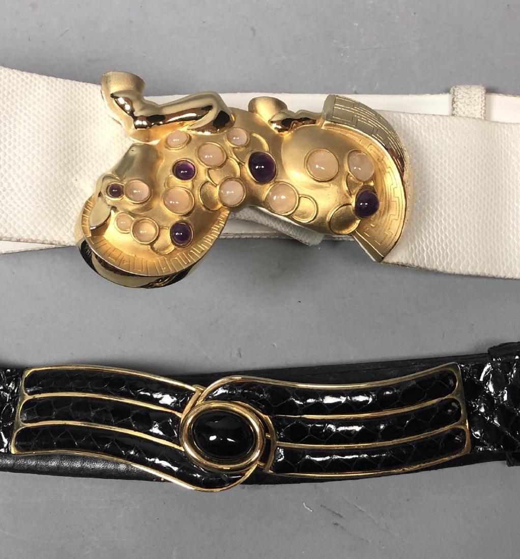 2 Vintage JUDITH LEIBER Belts. 2.25" wide white l (1 of 7)