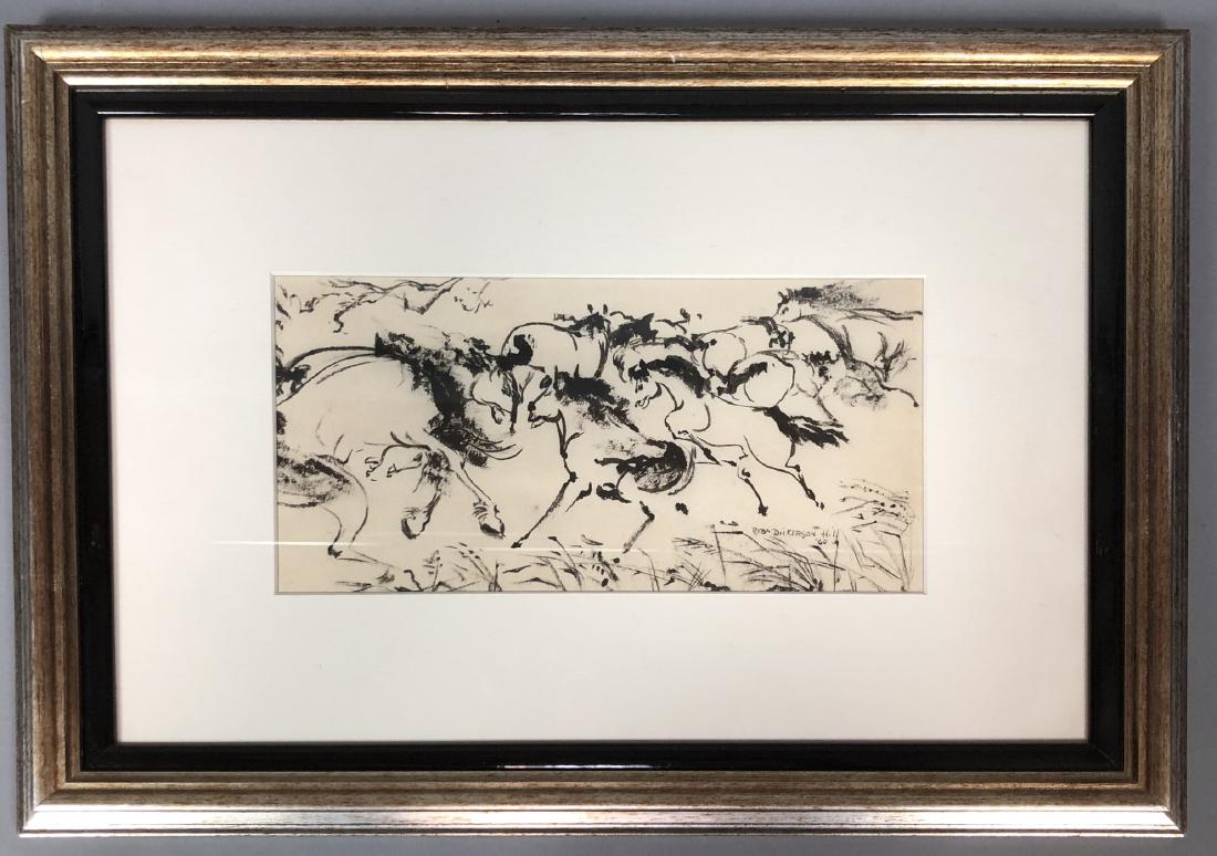 REBA DICKERSON HILL Signed Horses Pen & Ink Drawi (1 of 8)