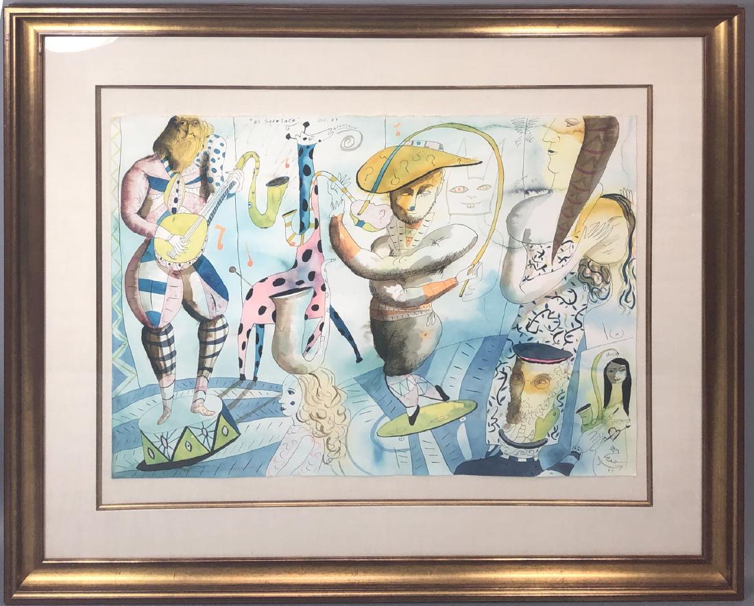 JORGE ZENO Signed Pen & Ink Modernist Watercolor (1 of 13)