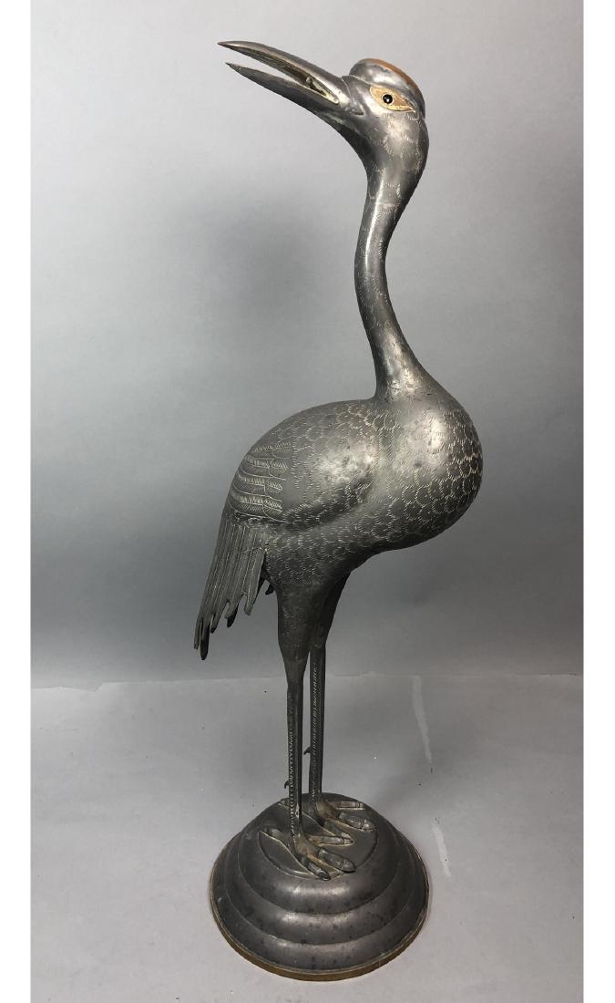 Metal Asian Style Crane Egret Garden Sculpture. D (1 of 7)
