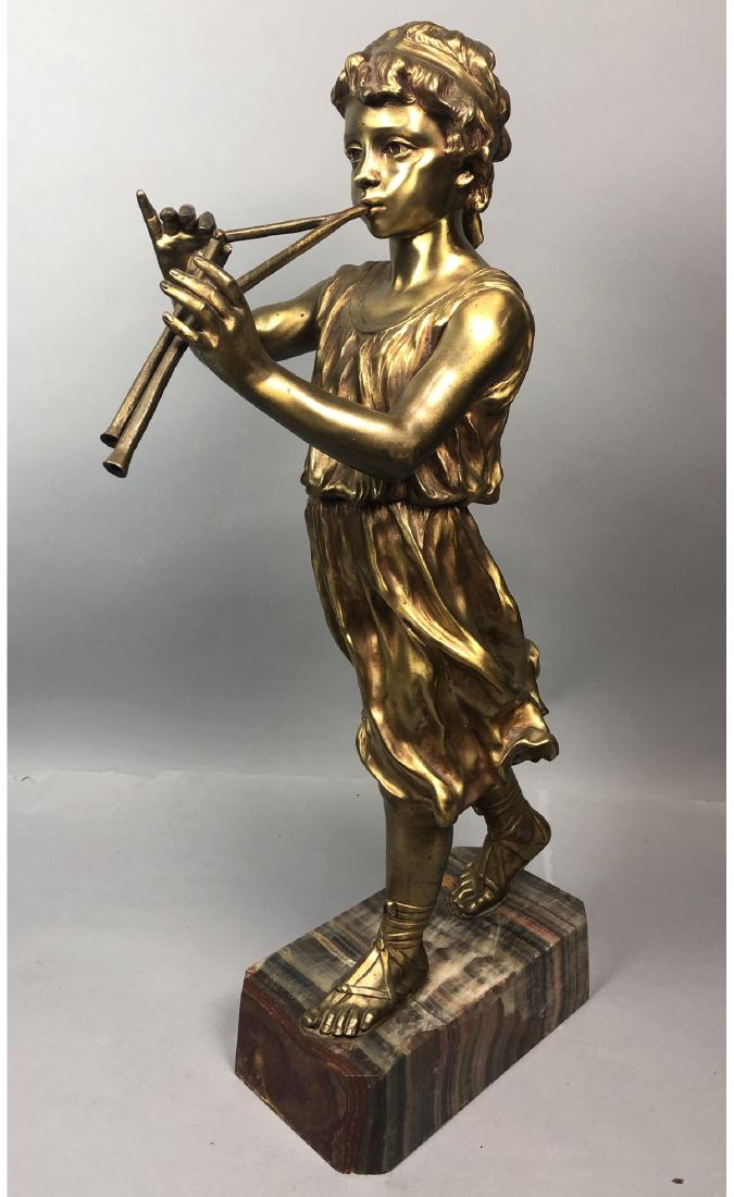 Large Brass Classical Sculpture Youth Playing Pan (1 of 10)