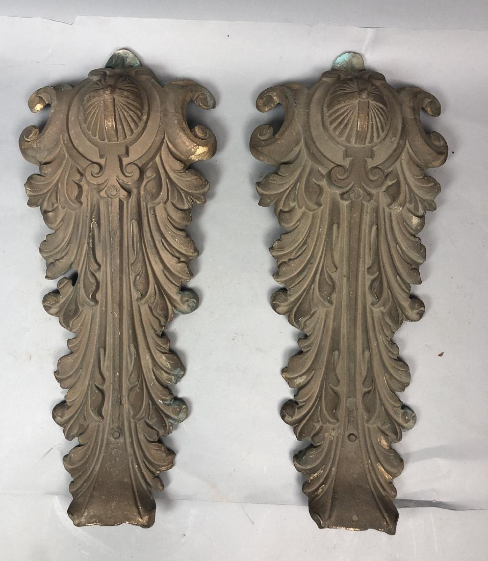 Pr Heavy Cast Brass Architectural Elements. Raise (1 of 5)