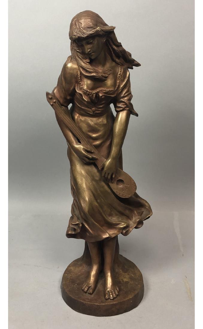 Bronze Female w Musical Instrument Table Sculptur (1 of 8)