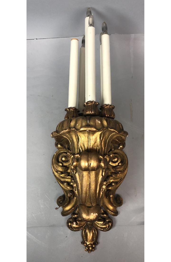 Fancy Gilt Gesso Carved Wood Wall Sconce. Foliate (1 of 5)