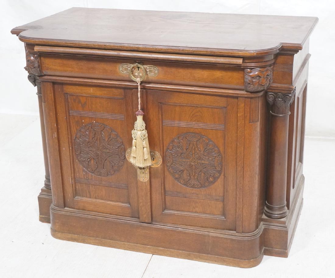 Victorian Carved Oak Covered Cabinet. Deep relief (1 of 18)