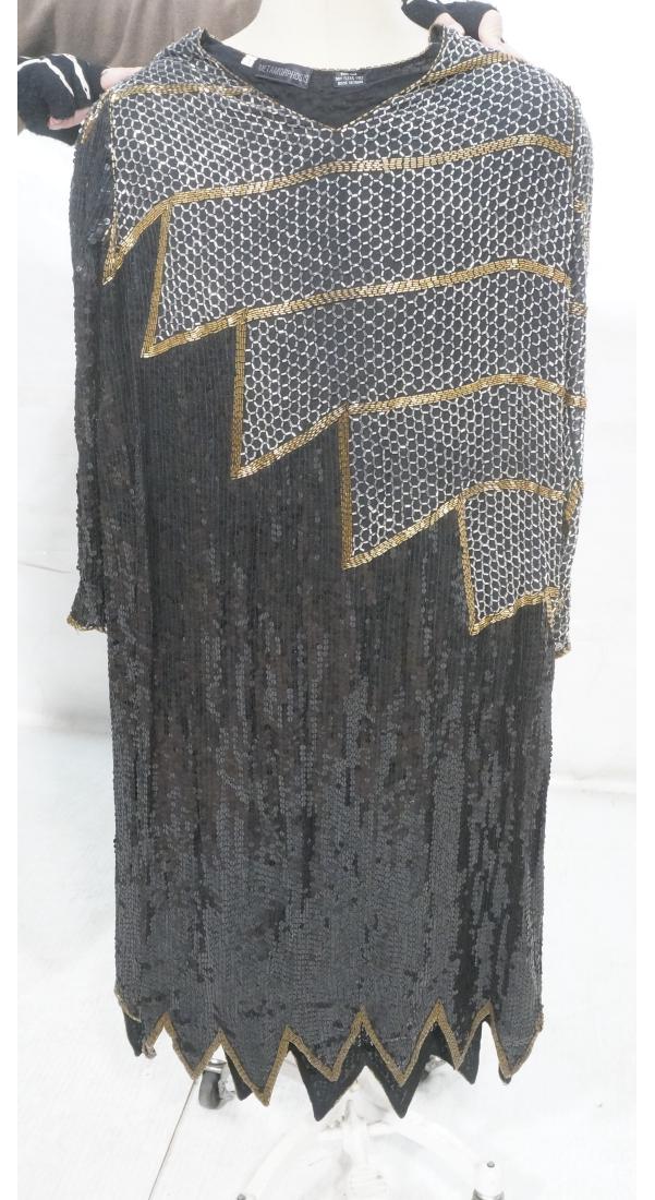 METAMORPHOSIS Black Beaded Sequin Evening Dress. (1 of 4)